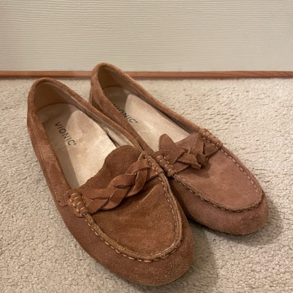 Vionic Montara Toffee Suede Moccasin Flat Loafers Size 8